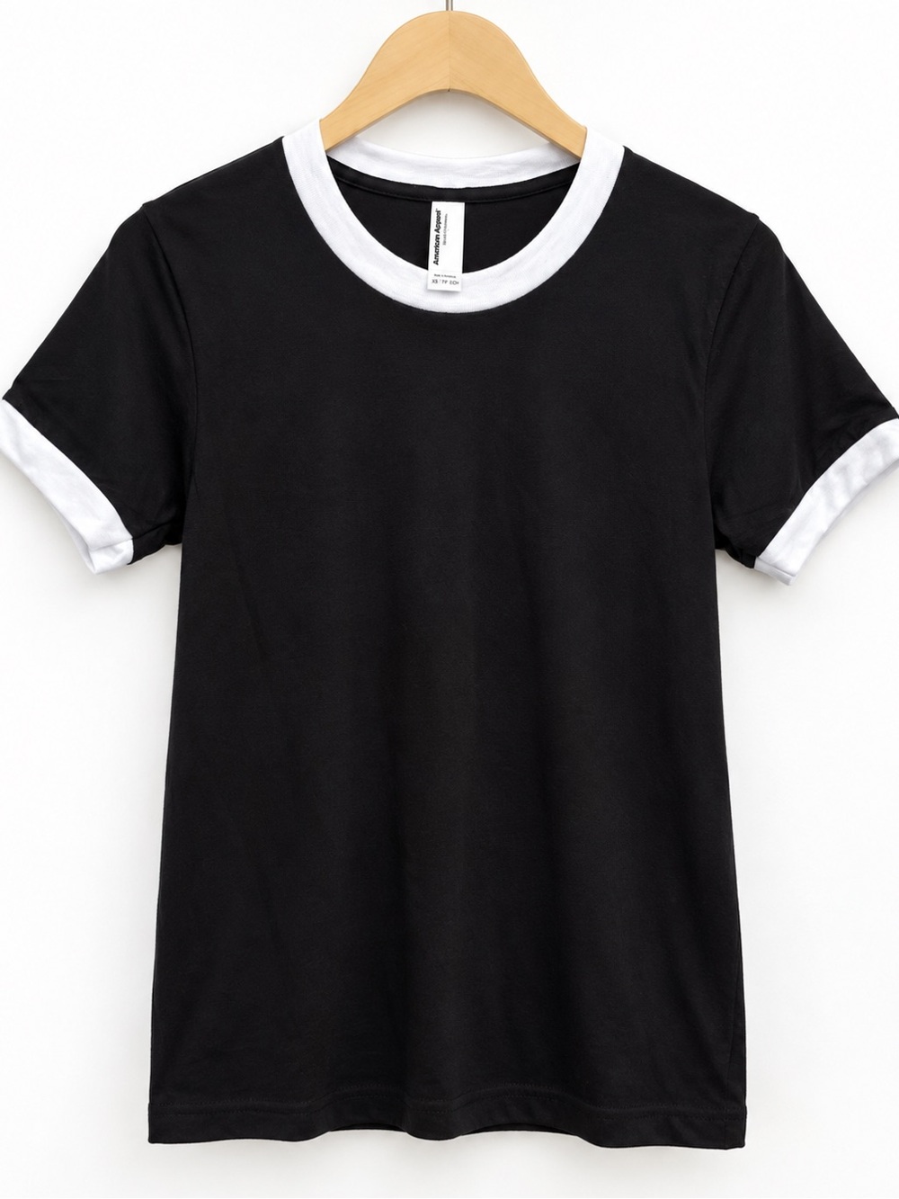 American Apparel Black Ringer Tee with White Trim